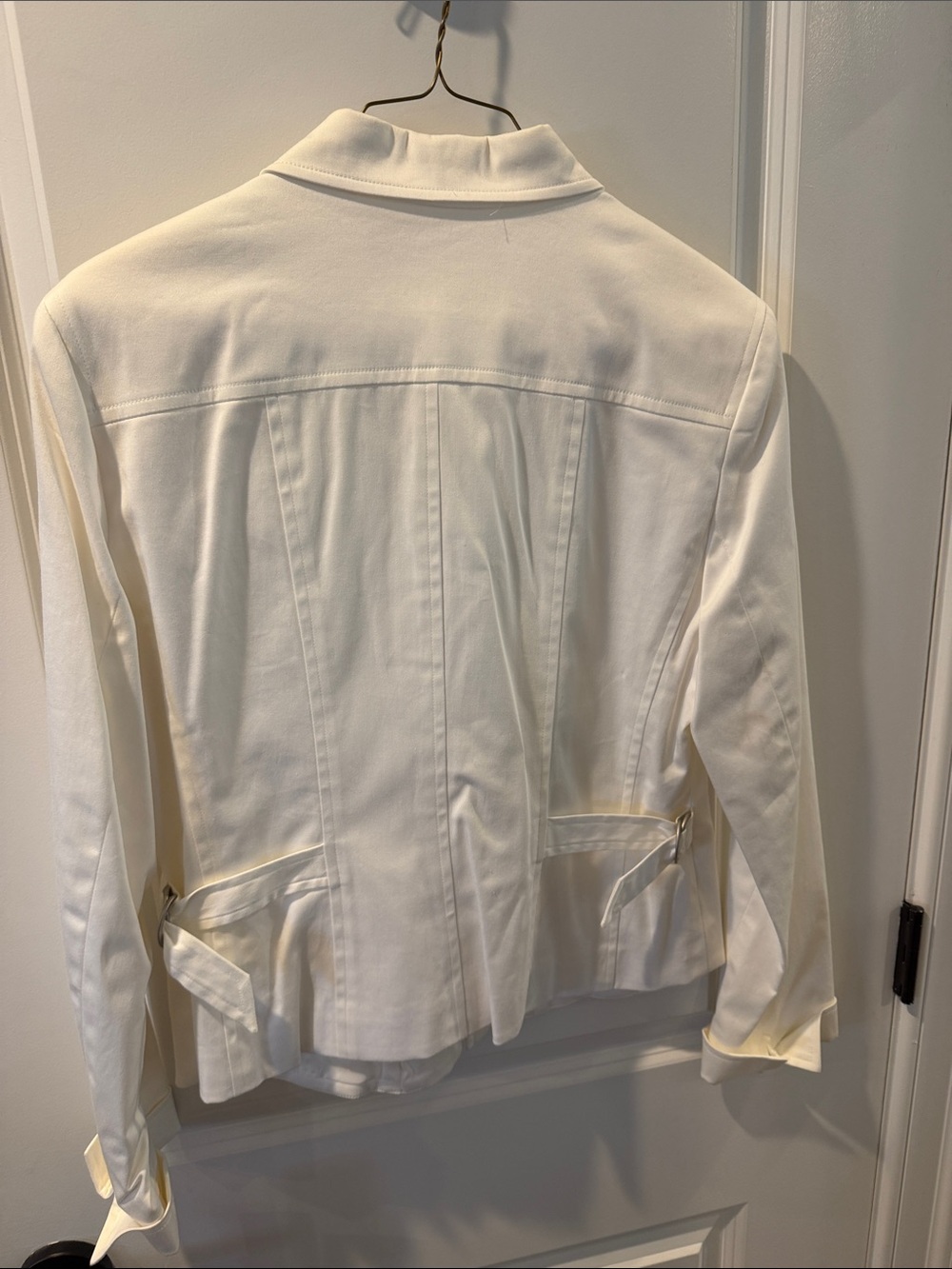 Anne Klein White Zip-Front Utility Pantsuit - Picture 3 of 6